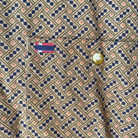 VTG 90's‎ Bugle Boy Long Sleeve Button Down Dress Shirt Brown Blue Red Men's Med - Picture 3 of 8